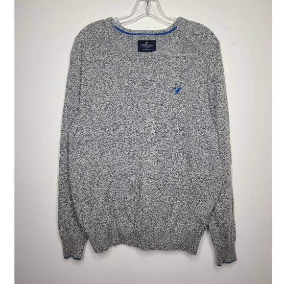 American Eagle grey cotton wool blend sweater with blue accents - medium - Picture 1 of 7